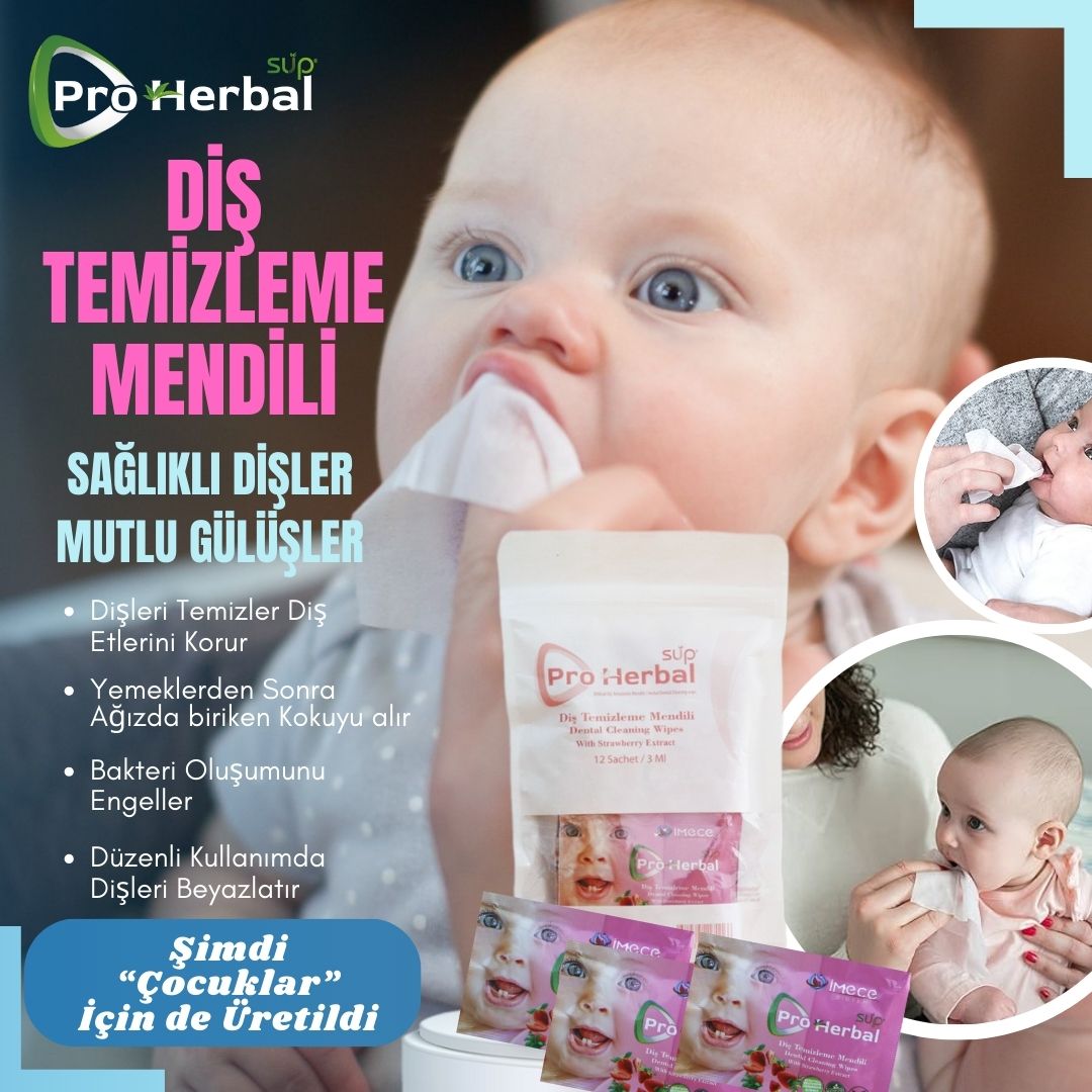 Çilek Özlü Çocuklar İçin Diş Temizleme Ve Beyazlatma Mendili